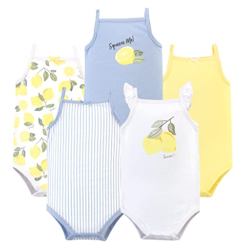 Uni   Cotton Sleeveless Bodysuits Lemon, 0-3 Months