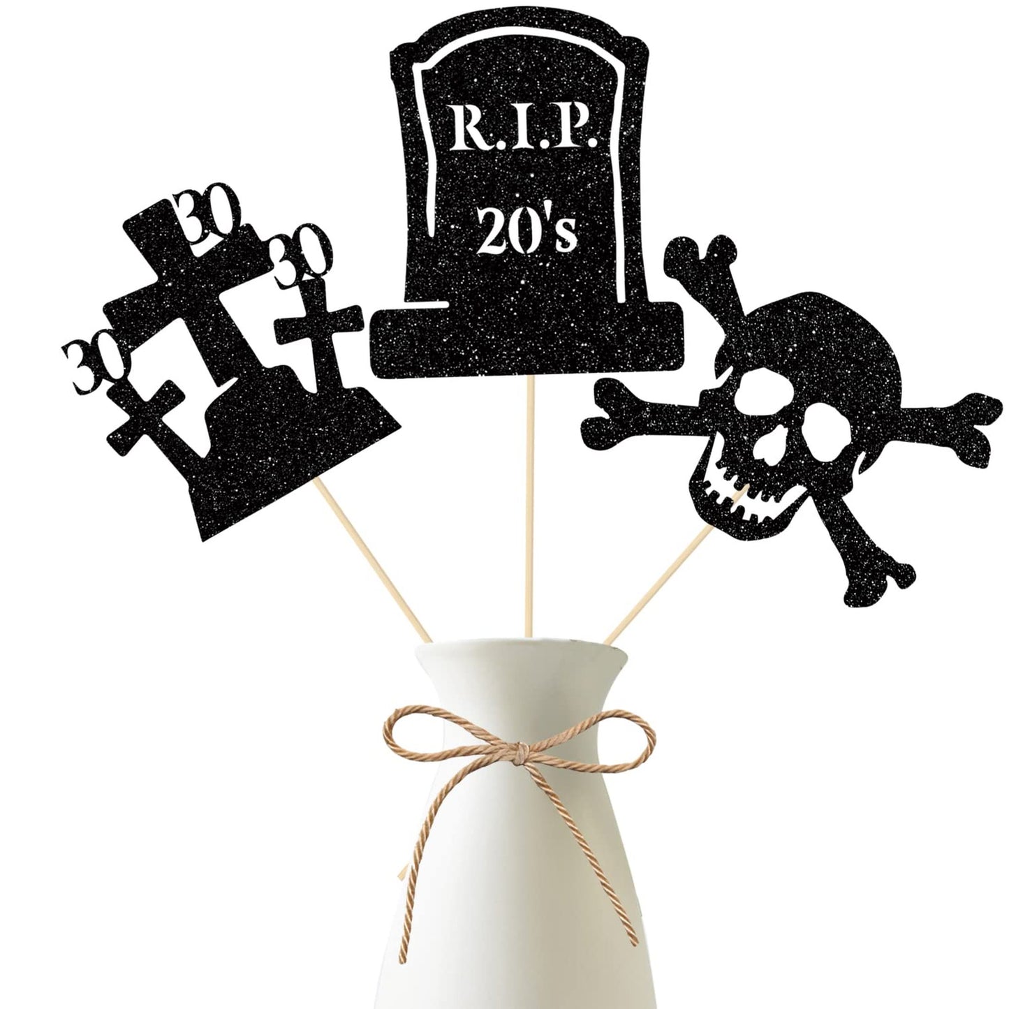 30s Farewell Party Pack - RIP to My 20s Centerpiece Sticks, Cheers to 30 Years Decorations, Funeral for My Youth Supplies, Death to My Twenties Set