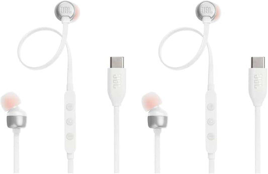 Wireless in-ear headphones with microphone and remote, white, pack of 2