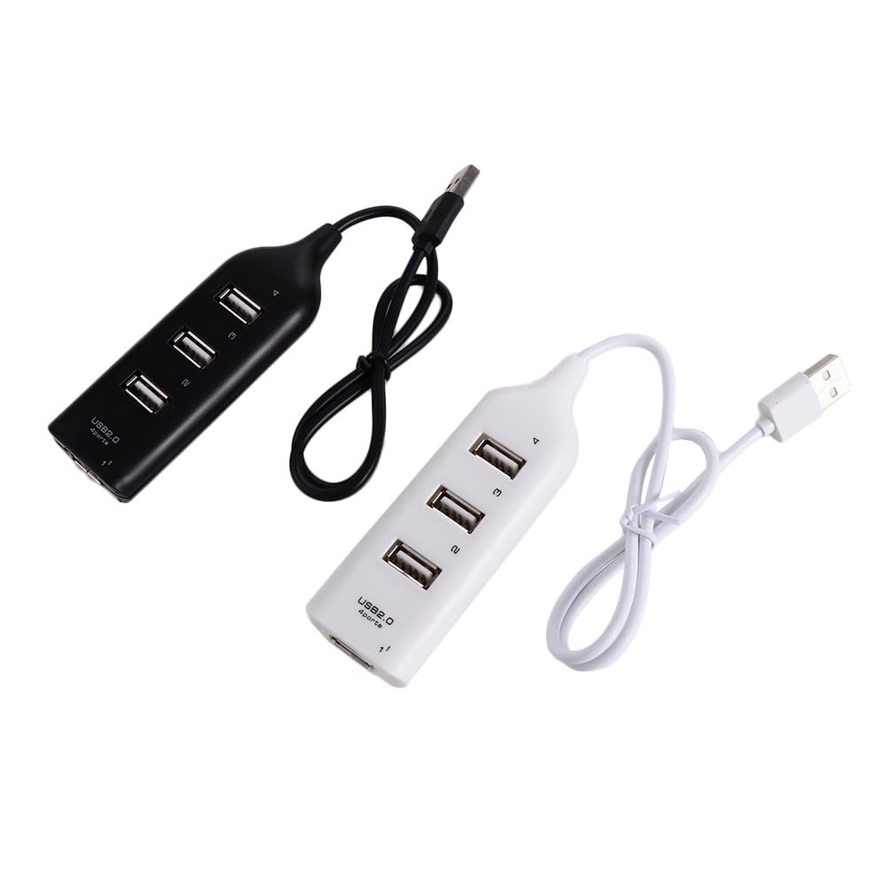 2-Pack 4-Port USB 2.0 Hub with Power Adapter