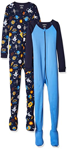 The Children s  Baby and Toddler Boys Space Snug Fit Cotton One Piece Pajamas 2-Pack, Thunder Blue, 0-3 Months