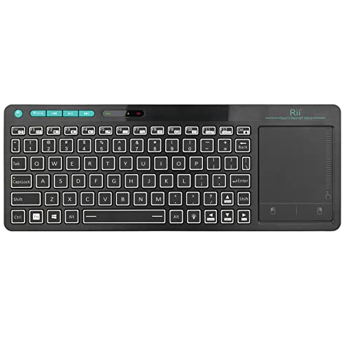 (Dual Mode) RT518S Wireless and Bluetooth 2-LED Color Backlit Multimedia Keyboard with Multi-Touch Big Size Trackpad,Rechargable Keyboard for Android TV Box,PC,Tablets,Smart TV, HTPC, IPTV,Windows