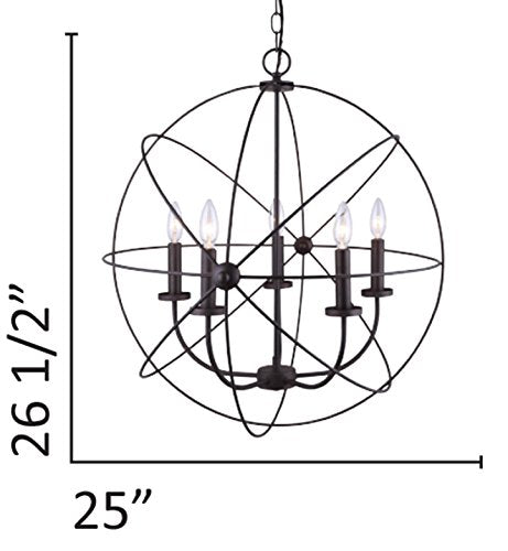 ICH282B05ORB25 Sumerside 5 Light Chandelier, Rubbed Bronze