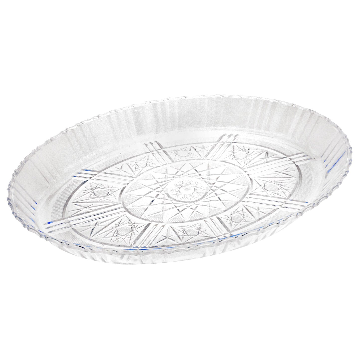 Plastic Oval Crystal-Cut Platters (Pack of 4)