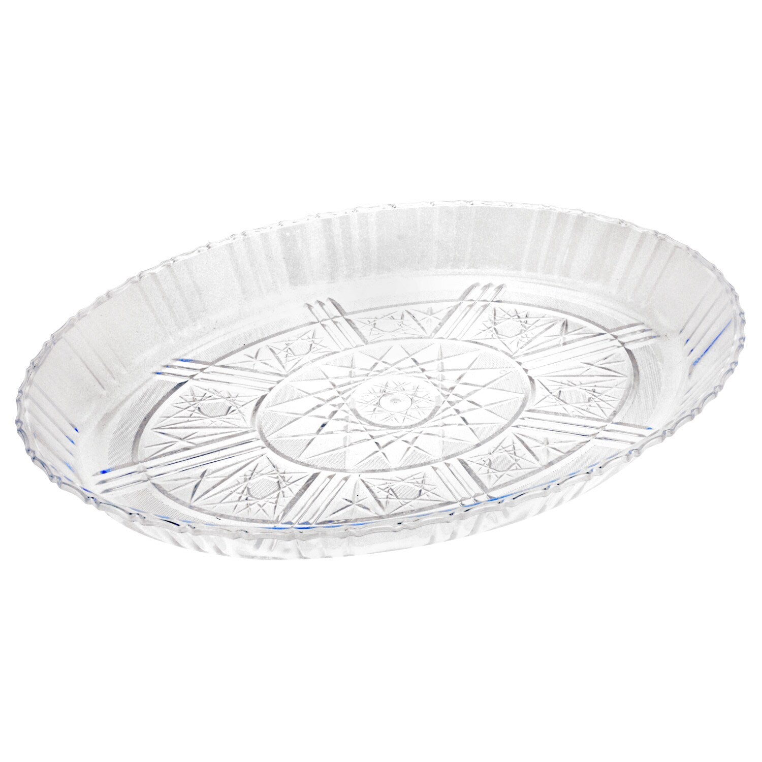 Plastic Oval Crystal-Cut Platters (Pack of 4)