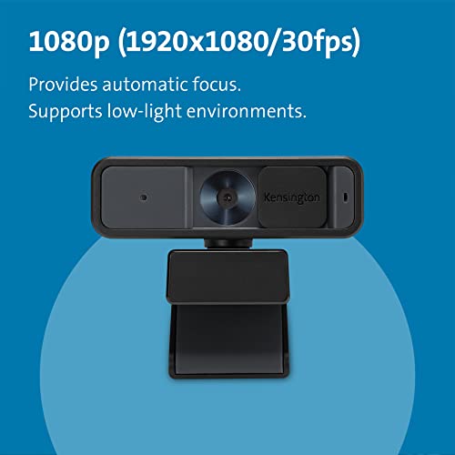 W2000 1080P Auto Focus Webcam, Full HD 1080P/30fps Webcam with Microphone for Video Conferencing, Software Control, Privacy Shutter, Compatible with Zoom/Skype/Teams (K81175WW)