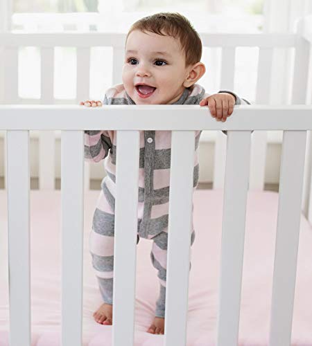 girls Romper Jumpsuit, 100%  Cotton One-piece Coverall Sleepers, Blossom Rugby Stripe, 0-3 Months US