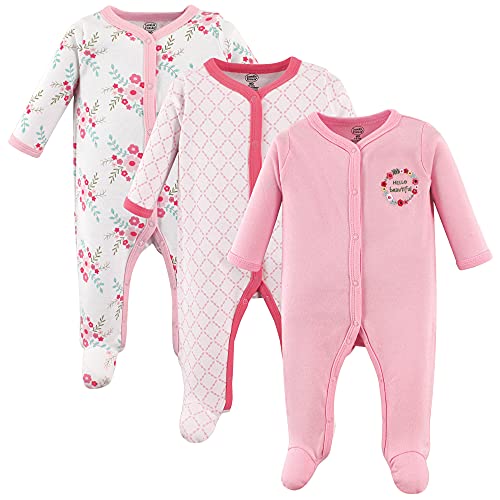 Unisex Baby Cotton Sleep and Play, Pink Floral, 0-3 Months