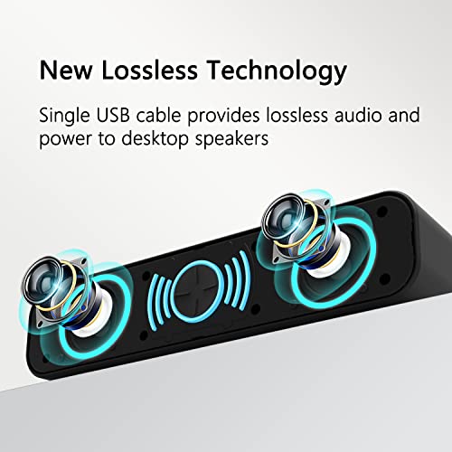 (2022 New) USB Computer Desktop Speaker, Portable Wired Speaker Plug and Play, Space Saving Sound Bar Suitable for Desktop, PC, Laptop, Office and Gaming