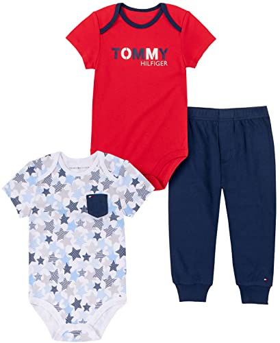 baby boys 3 Pieces Bodysuits Pant and Toddler Layette Set, Racing Red, 0-3 Months US