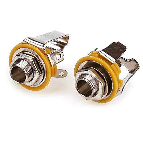 1/4" Jacks Female TRS Stereo Panel Mount Jack, Patch Cables, Snakes - TS Female Mono 1/4 Inch Phono 6.35mm Phone Plug Bulk - 2 Pack