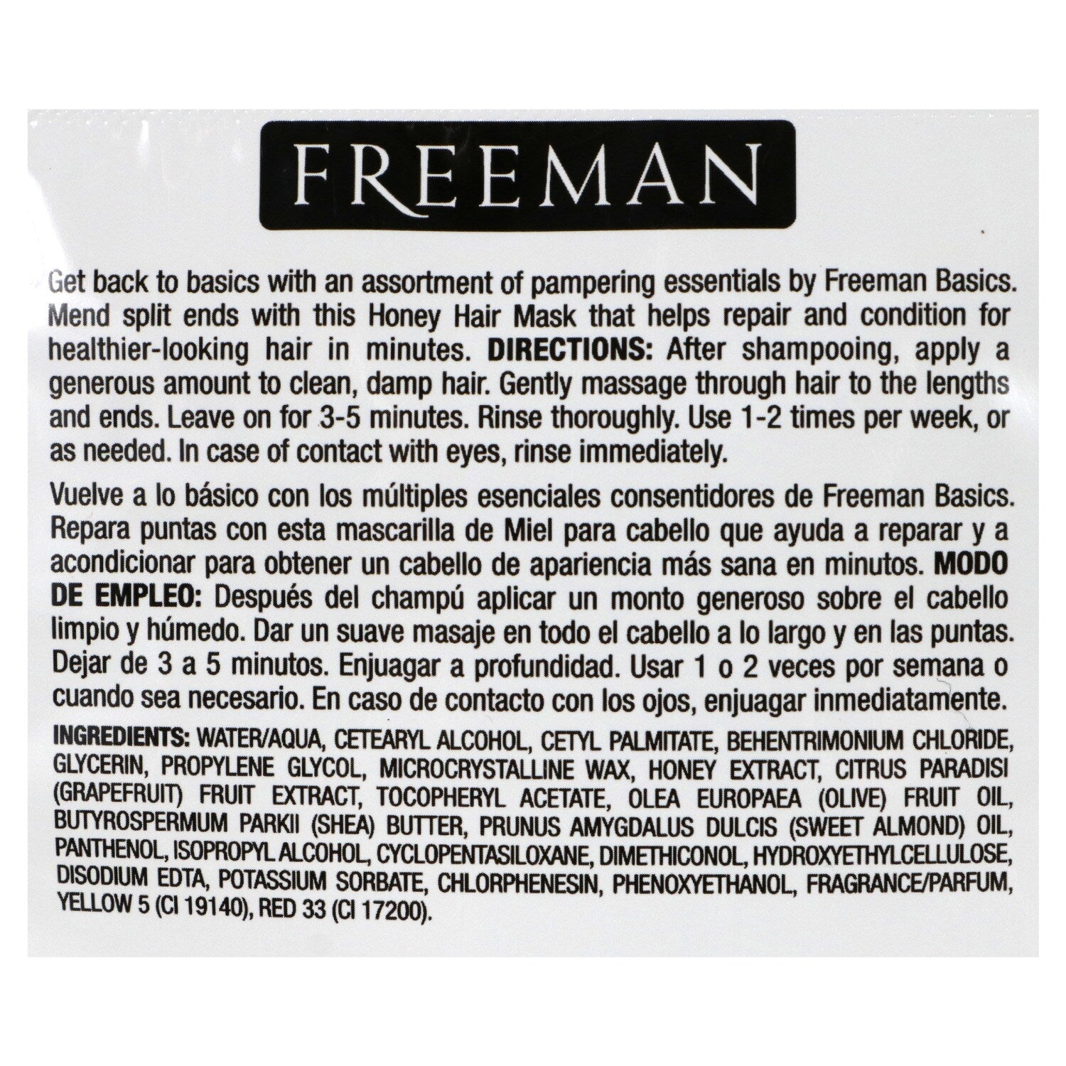 Freeman Repairing Honey Hair Masks, 0.67 oz. Packs (Pack of 24)