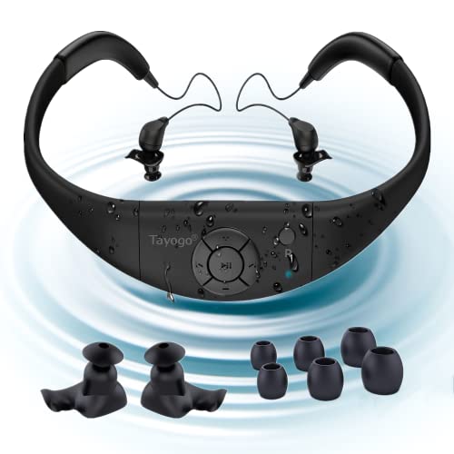 Waterproof Mp3 Player for Swimming, IPX8 8GB Underwater Music Headsets for Sports(4 Pairs Earplugs)-Black