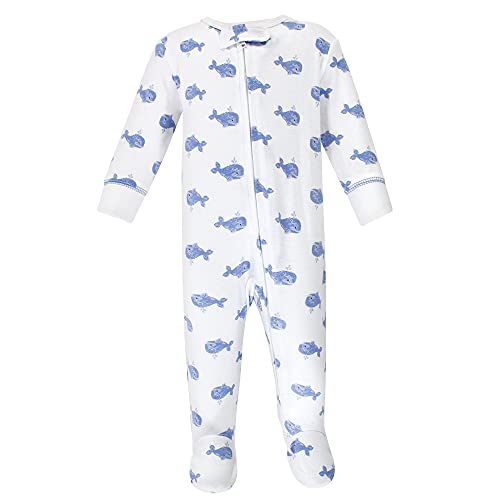 Uni   Cotton Sleep and Play Blue Whales, 0-3 Months