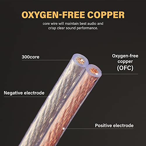 1 Pair HiFi 13AWG Speaker Cables High Strand Count Oxygen-Free Copper (OFC) Wire with Dual Gold Plated Banana Plug Tips Audiophile Grade 3FT 6FT 10FT 15FT(3FT)
