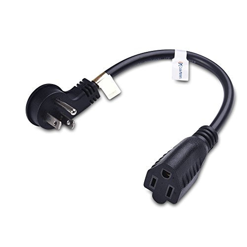 2-Pack Low Profile Flat Plug Extension Cord (Power Extension Cable) 1 Foot (NEMA 5-15P to NEMA 5-15R)