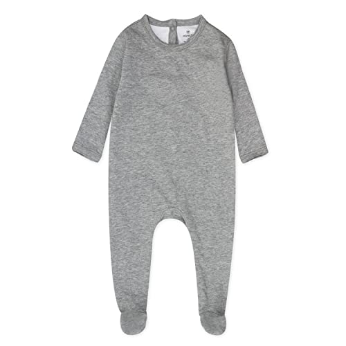 Cotton Union Suit Coverall, Gray Heather, 0-3 Months