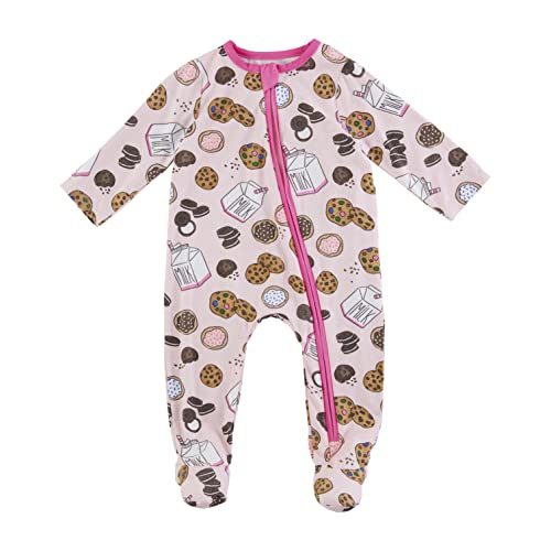 Baby Girl Food Footed Sleeper, Pink Cookie, 0-3 Months