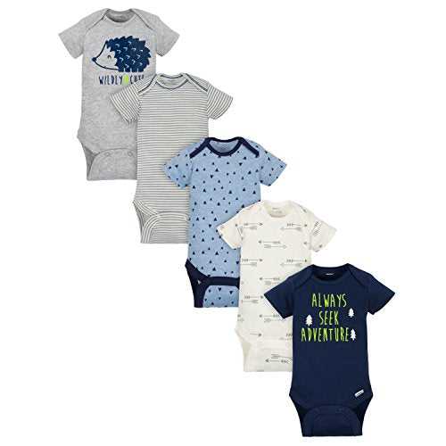 Baby Boy's 5-Pack Variety Onesies Bodysuits, Hedgehog, 6-9 Months