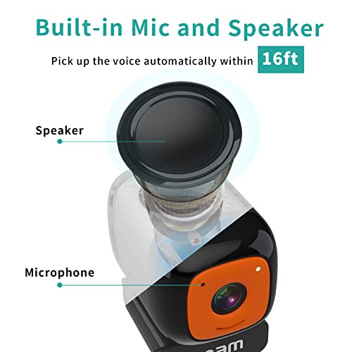 Webcam with Microphone and Speaker, HD 2K Web Camera for Laptop Desktop Computer PC,Portable USB Web Camera with Privacy Cover,Streaming Web Cam for Recording, Conferencing, Calling (Black)