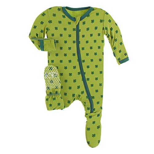 Lucky Clover Footie with Zipper, One-Piece Baby Clothes, Boy and Girl Soft Clothes (0-3 Months)