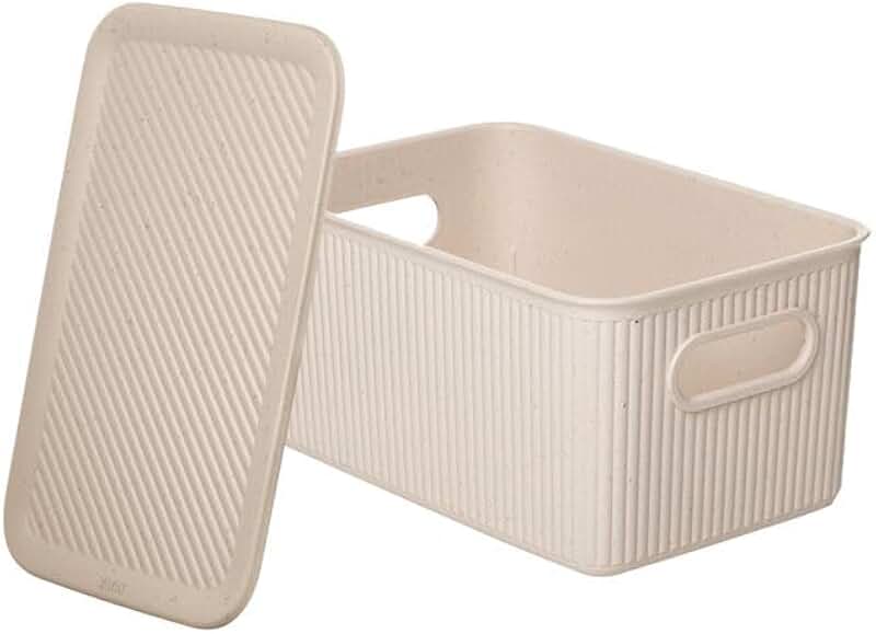 Eco-Friendly Ribbed Plastic Storage Bin, 5L