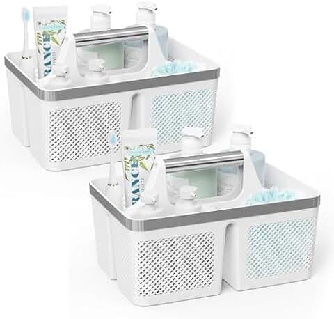 Two Shower Caddies for Dorms with Handle and Holes