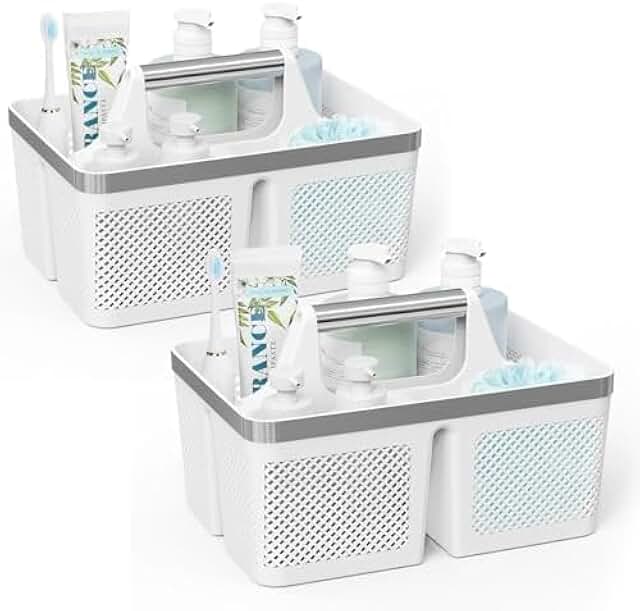Two Shower Caddies for Dorms with Handle and Holes