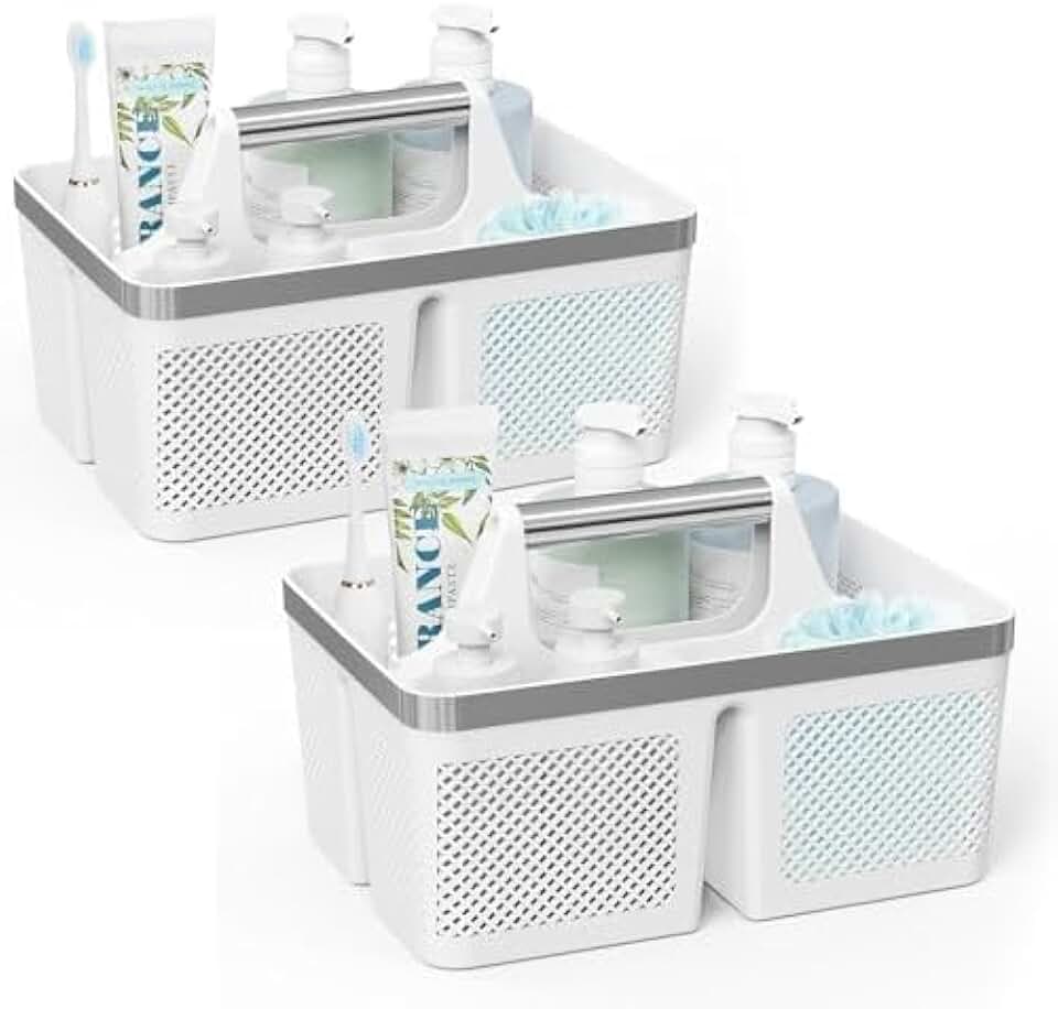 Two Shower Caddies for Dorms with Handle and Holes
