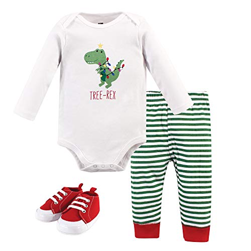 Uni   Cotton Bodysuit, Pant and Shoe Set, Tree Rex, 3-6 Months