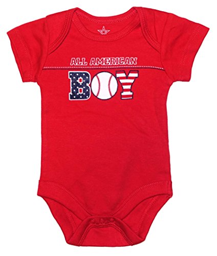 Topsville, Inc. Assorted Red, White, Blue Flag Independence Day 4th of July Baby Girls   Boys Bodysuits  0-3 Months, All  BOY