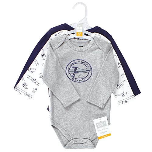 Uni   Cotton Long-Sleeve Bodysuits, Aviation, 0-3 Months