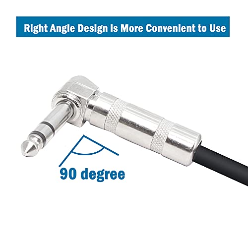 1/4 inch TRS Cable Right Angle 6.35mm Male to 6.35mm Male 90 Degree Stereo Audio Extension Cable for Guitar,Amplifiers, Mixers,Microphones,Etc 50cm