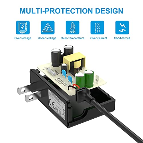 DC 5V 2A Power Supply Adapter for Nextbook, Tablets, Baby Monitor, Victrola Record player, TV Box, Camera, LED Pixel Light, Webcam, Guitar Receiver, Speaker and More 5Volt 2Amp Devices Charger Cord