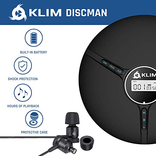Discman Portable CD Player with a Built-in Battery - New 2022 Version + Ideal Car CD Player with Earphones + Compatible CD-R, CD-RW, MP3. Compact Mini CD Players Personal CD Walkman - Black