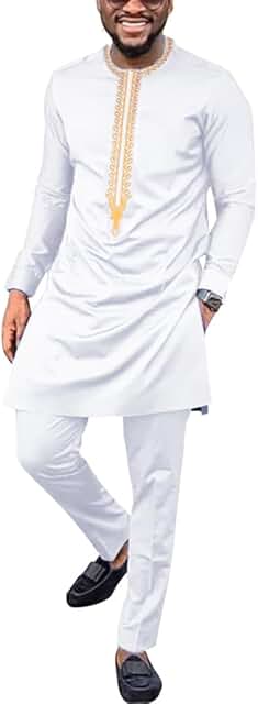 Men's Embroidered Top and Pants Set