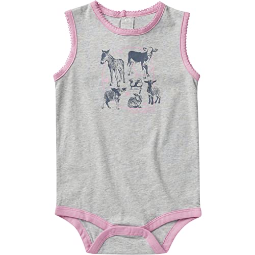 Baby Girls' Tank Farm Friends Bodysuit, Grey Heather, 9 Months