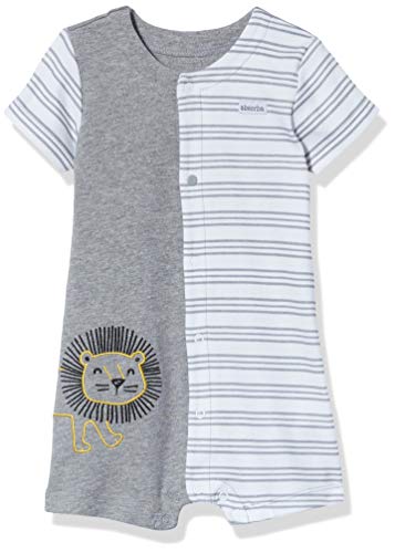 Baby Boys  Short Sleeves Romper, Grey White Stripes, 3-6 Months