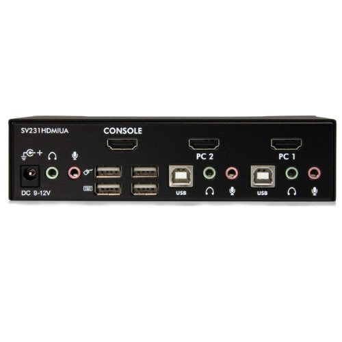 .com 2 Port USB HDMI KVM Switch with Audio and USB 2.0 Hub - 1080p (1920 x 1200), Hotkey Support - Dual Port Keyboard Video Monitor Switch (SV231HDMIUA)