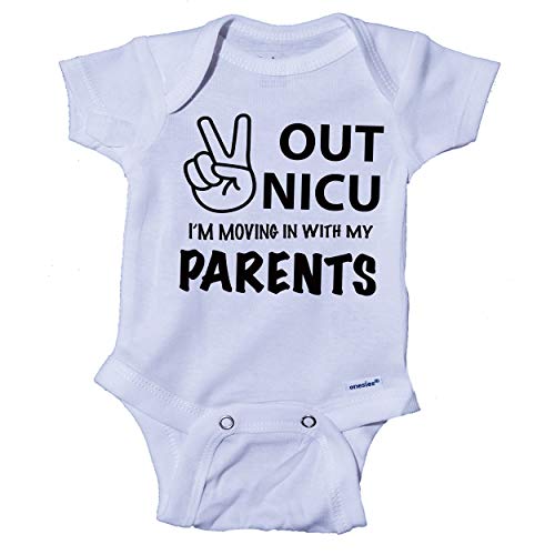 Peace Out NICU I m Going Home With My Parents- Miracle Baby- NICU Baby Onesie  One-Piece Bodysuit  0-3 Months, Black