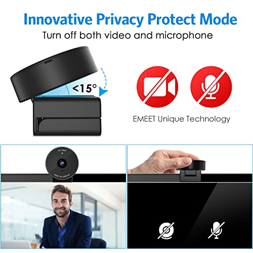 1080P Webcam - USB Webcam with Microphone & Electronic Privacy Mode, Noise-Canceling Mic, Auto Light Correction, C950 Ultra Compact FHD Web Cam w/ 70View for Meeting/Online Classes/Zoom/YouTube