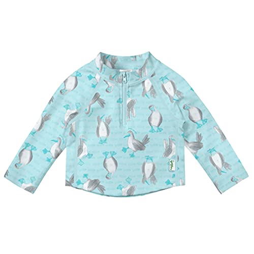 by green sprouts uni  baby Long Sleeve Zip Rashguard Rash Guard Shirt, Light Aqua Blue-footed Boobies, 0-6 Months US
