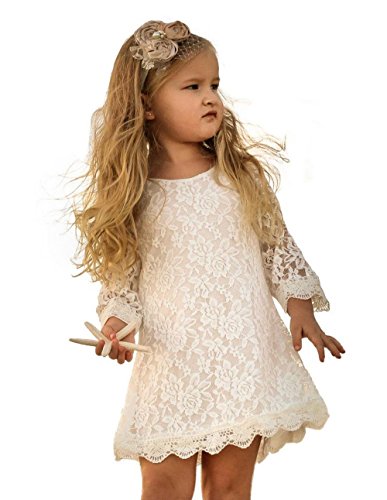 Flower Girl Dress Rustic Flower Girl Dress (9year, White)