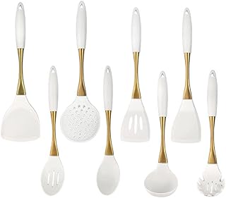 8-Piece Silicone Cooking Utensil Set with Stainless Steel Handles