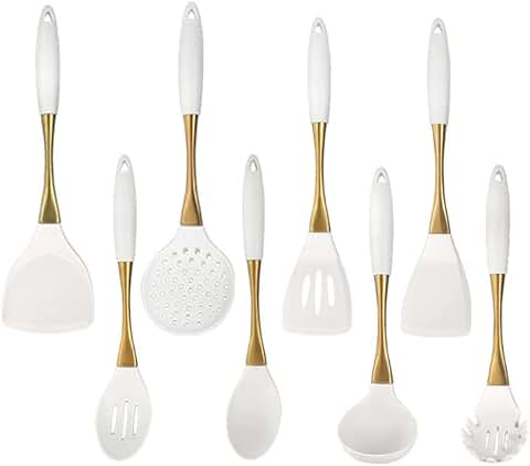 8-Piece Silicone Cooking Utensil Set with Stainless Steel Handles