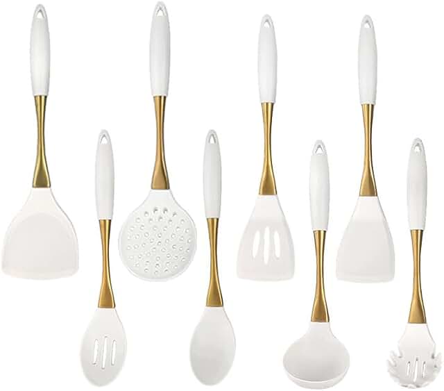 8-Piece Silicone Cooking Utensil Set with Stainless Steel Handles