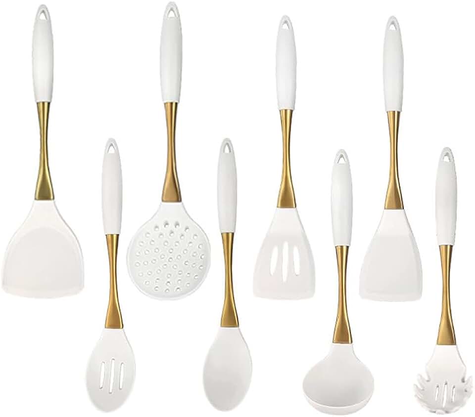 8-Piece Silicone Cooking Utensil Set with Stainless Steel Handles