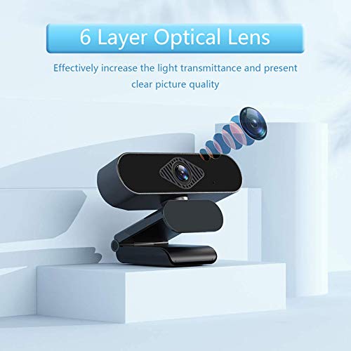 Webcam Full HD 1080P Autofocus Computer Camera Rotatable Wide-Angle Webcam for Live Video with Noise Reduction Microphone