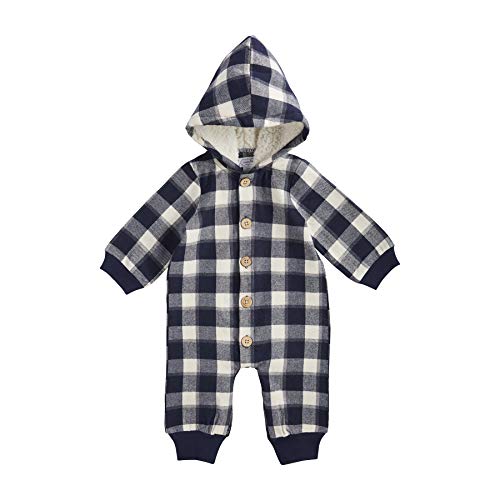 Baby Boys  Navy Plaid One Piece Outfit, Blue, 3-6 Months