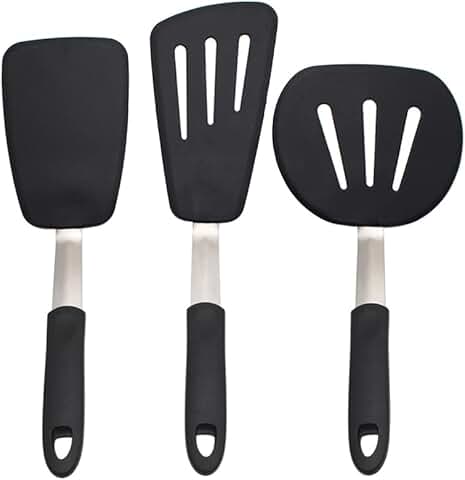 3-Piece Silicone Cooking Spatula Set for Frying and Pancakes